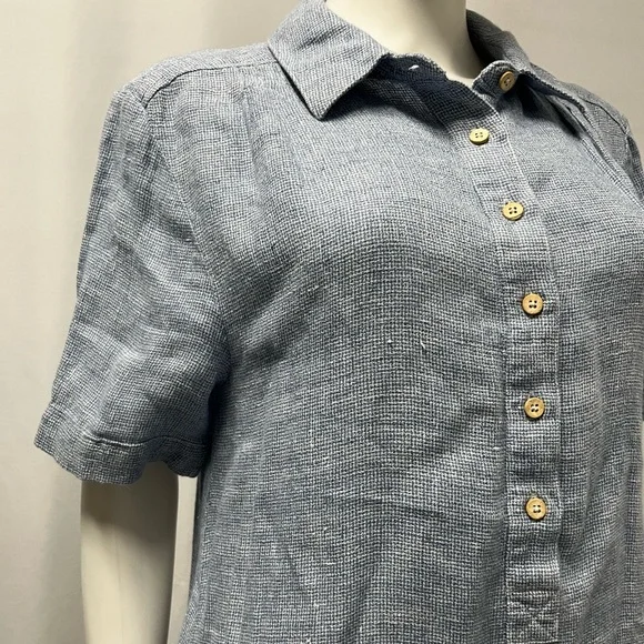 FAHERTY Linen Blue Casual Relaxed Comfy Play Day Dress Women Medium - Picture 7 of 8